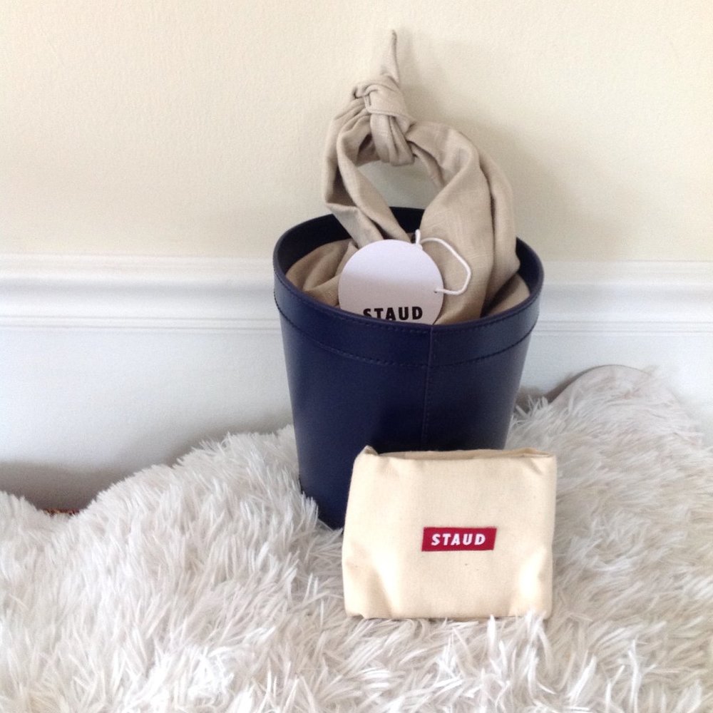 STAUD Britt Leather & Canvas Bucket Bag - Picture 12 of 13